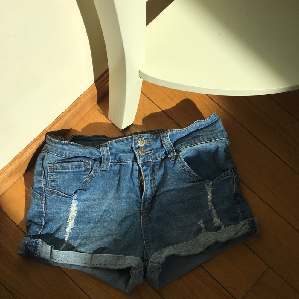 Jean shorts.